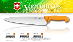 Victorinox 5.8451.31 Swibo WENGER Nóż Szefa Kuchni, ostrze 31 cm, szerokie, proste, uchwyt żółty