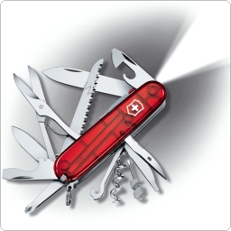 Scyzoryk Victorinox Huntsman Lite 1.7915.T rubin transp. czerwony przezroczysty, z latarką (biała dioda).