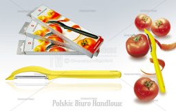 Szwajcarska obieraczka Victorinox 7.6075.8 do warzyw i owoców, dedykowana do obierania pomidorów, uchwyt żółty